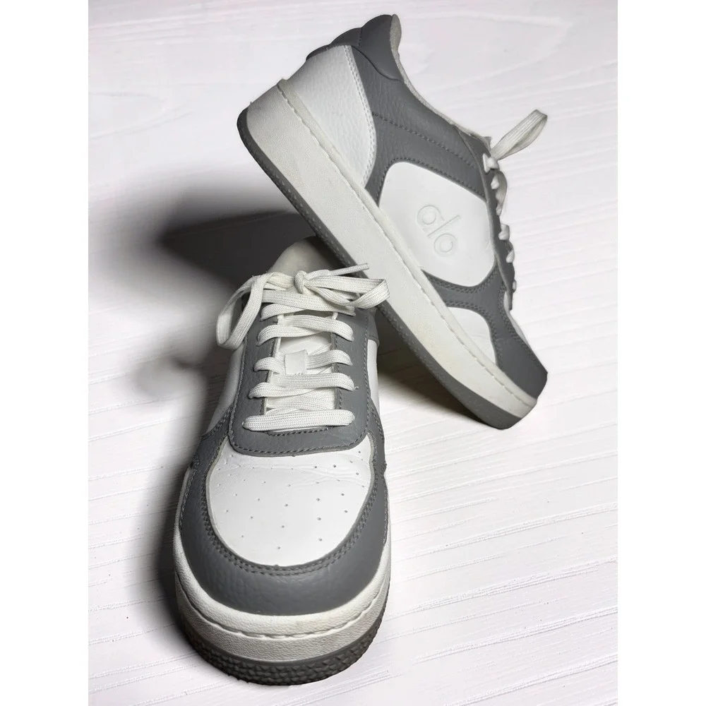 ALO Recovery Mode Sneakers Gray White Leather Unisex Women's 7.5 Mens Sz 6 EUC